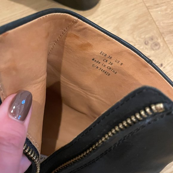 & Other Stories Block Heel Black Leather Boots - size 8 - Picture 3 of 5